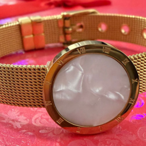 PULSERA DORADO CIRCULO BLANCO