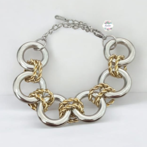 PULSERA PLATA CIRCULAR CON DORADO