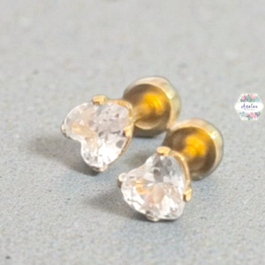 BROQUEL BLANCO CORAZON DORADO PIEDRA