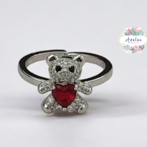 ANILLO DE OSOS PLATA ROJO