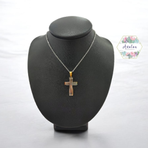 COLLAR CRUZ DORADA PLATEADA
