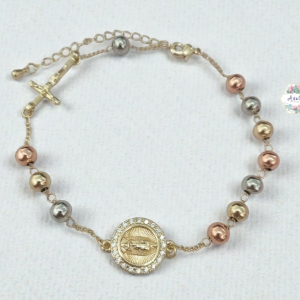 PULSERA DECENARIO VIRGEN BOLA LISA