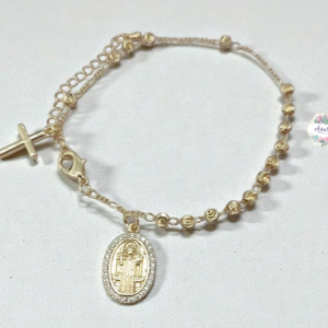 PULSERA DECENARIO SAN BENITO DORADA TEXTURA PEQ