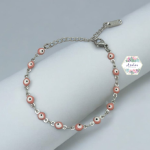 PULSERA ROSA PLATEADA CHICA