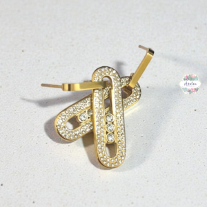ARETES DORADOS INCRUSTADOS 3 PIEDRAS