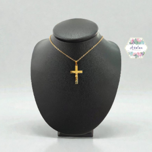 COLLAR CRUZ DE CRISTO DORADA LISA