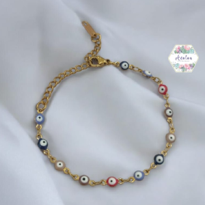 PULSERA DORADA OJO TURCO COLORES
