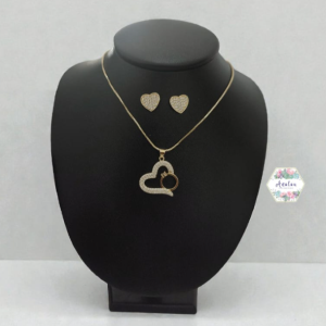 COLLAR DE CORAZON ANILKLO COMPROMISO Y ARETES CORAZON