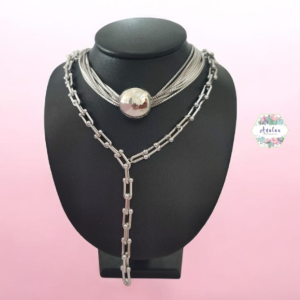 COLLAR PLATA DOBLE TIFANE BOLA