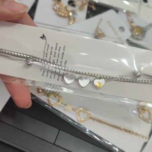 PULSERA PLATA DE CORAZONES DOBLE