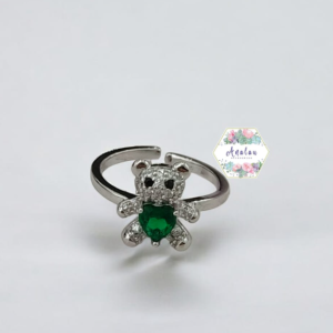 ANILLO PLATA OSO VERDE