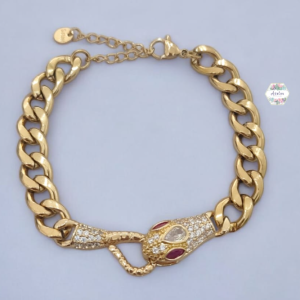 PULSERA SERPIENTE OJODS ROJOS INCRUSTADO