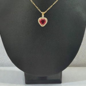 COLLAR ROJO CORAZON DORADO