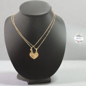 COLLAR DE CORAZON PAREJA DORADO