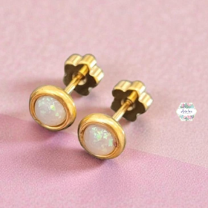 ARETE CIRCULAR BLANCO CON DORADO