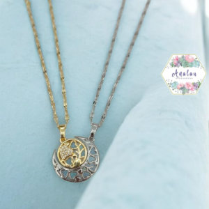 COLLAR DE PAREJA PLATA Y DORADO SOL Y LUNA