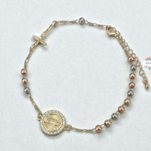 PULSERA DECENARIO VIRGEN BOLA LISA 3 COLORES