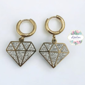 ARETE DIAMANTE INCRUSTADO DORADO