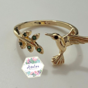 ANILLO COLIBRI HOJAS VERDES