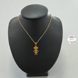 COLLAR DE NIÑA DORADO CO PIEDRAS AZULES REY