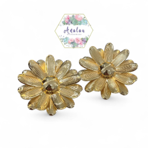 ARETES DE FLOR GRANDE DORADOS