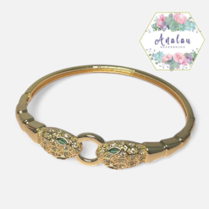 PULSERA DE VIBORA DORADA OJOS VERDES