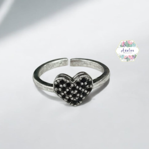 ANILLO PLATA CORAZON NEGRO