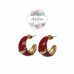 ARETES ROJOS ON DORADO FORMA DE CARACOL