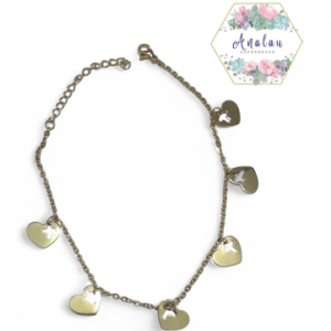 TOBILLERA DE CORAZONES DORADA