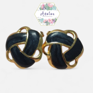 ARETES NEGROS CON DORADO DE FORMA ABSTRACTA