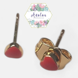ARETES DE CORAZON MINI ROJOS