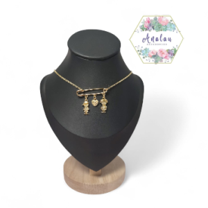 COLLAR DE CLIP CON NIÑOS MUJER Y HOMBRE COLOR DORADO BRILLOSO