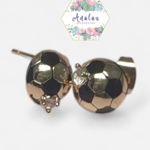 ARETES DE BALON CON CORONA BRILLANTE