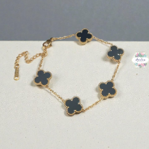 PULSERA VANCLEFF NEGRA TREBOL