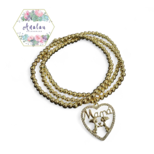COLLAR DE CORAZON DICIENDO MAMA CON FIGURAS DE MAMA E HIJA