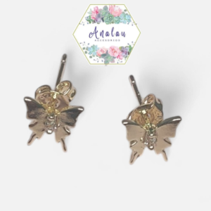 ARETES DE MARIPOSA CON CENTRO BRILLOSO
