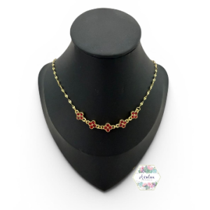 COLLAR DE TREBOL ROJOS