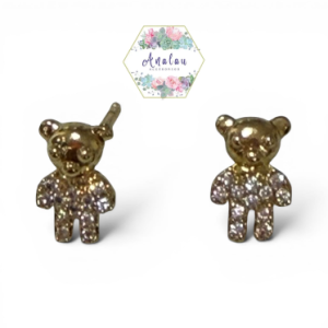 ARETES DE OSO DORADOS BRILLOSOS
