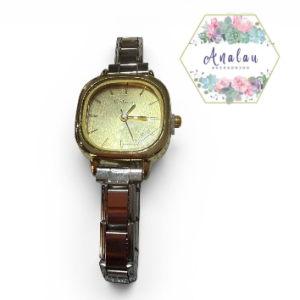 RELOJ CENTRO BRILLOSO DE PULSERA ITALIANA DORADO