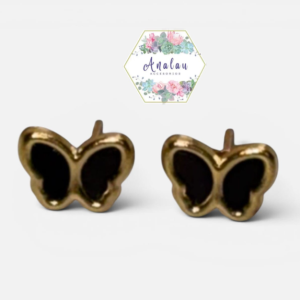 ARETE MARIPOSA DORADO NEGRO