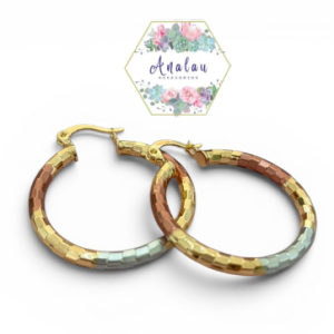 ARRACADAS COLOR DORADO/ROSA Y AZUL