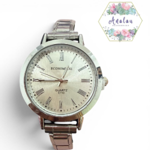 RELOJ PLATEADO DE NUMEROS ROMANOS DE PLSERA ITALIANAA