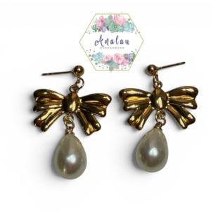 ARETE MOÑO PERLA GOTA BLANCO