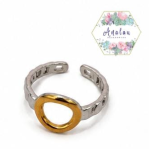 ANILLO CIRCULAR DORADO CON PLATA TEXTURAS