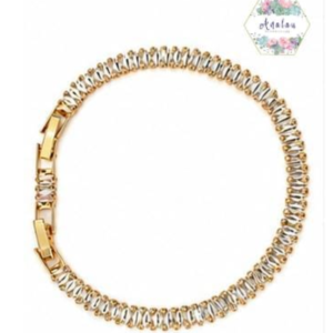 PULSERA TIPO BAGUETTE BLANCO CON DORADO