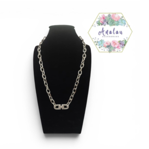 COLLAR PLATA 2 INCRUTADOS CADENA ESLABON