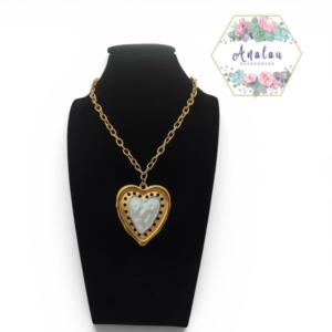 COLLAR CORAZON BLANCO CON PUNTOS