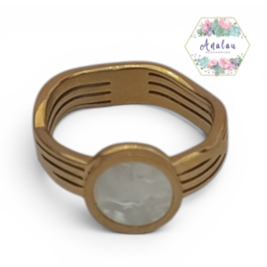 ANILLO DORADO CIRCULAR BLANCO