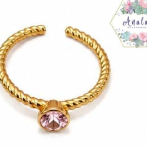 ANILLO TORCIDO PIEDRA ROSA CIRCULAR