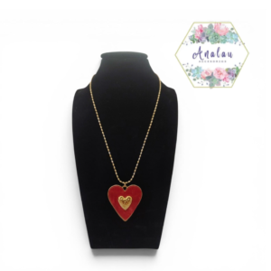COLLAR CORAZON ROJO Y OTRO DORADO